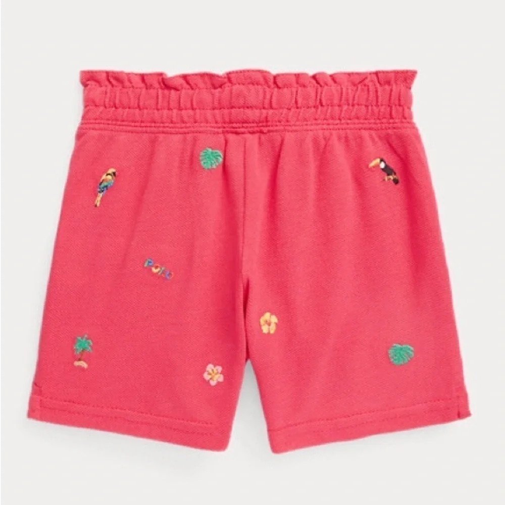 Ralph Lauren Baby Girl Tropical-Embroidery Mesh Short- Vibrant Pink/ Size 6M